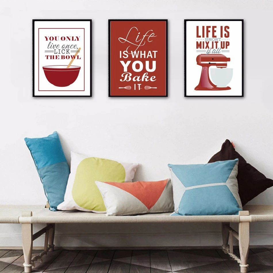 Baking Canvas Painting Life Quote Posters and Prints Wall Pictures For Living Room Kitchen Mixer Art Home Decor