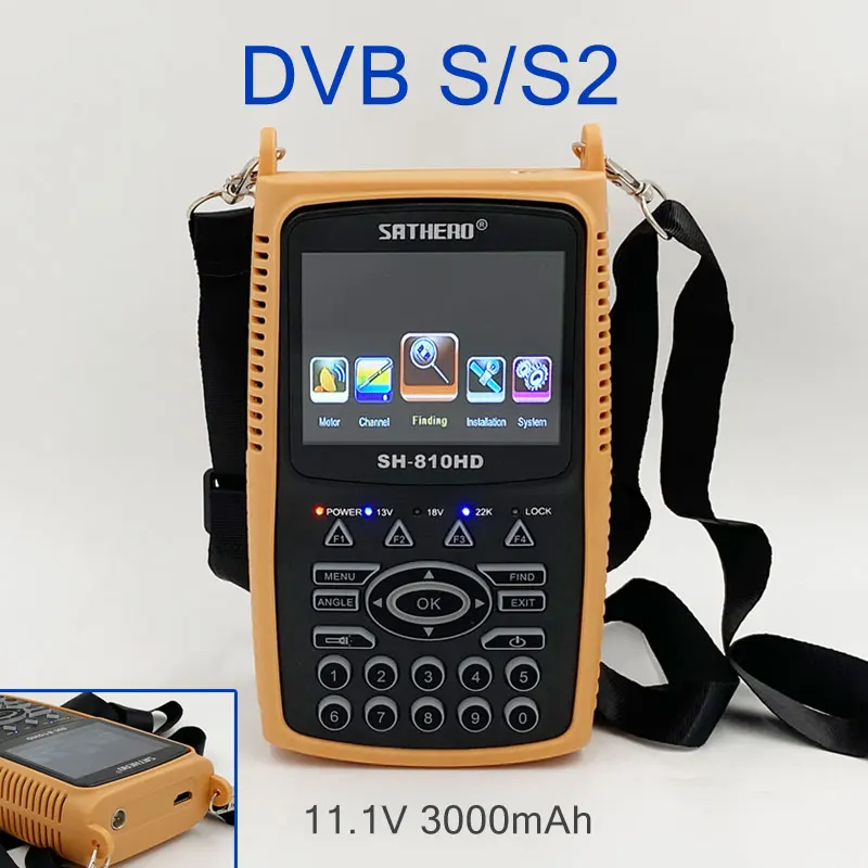 Digitaler Satellitenfinder HD DVB S2 digitaler Satellitenfinder mit TV SATHERO SH-810HD digitaler Satellitenfinder Signalmessgerät