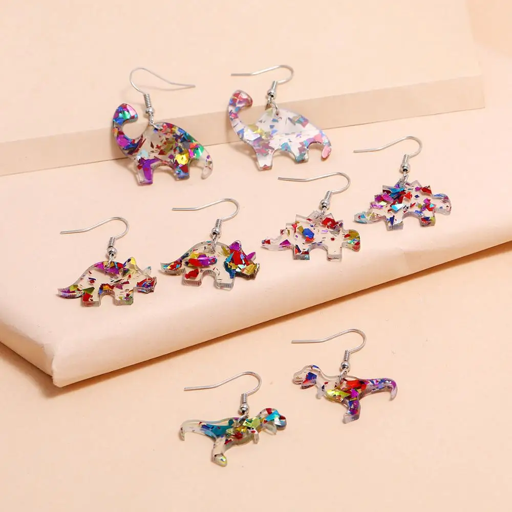 

HI MAN 8pcs/lot Fashion Color Dinosaur Acrylic Earrings For Women Halloween Children's Jewelry Accessories Holiday Gifts