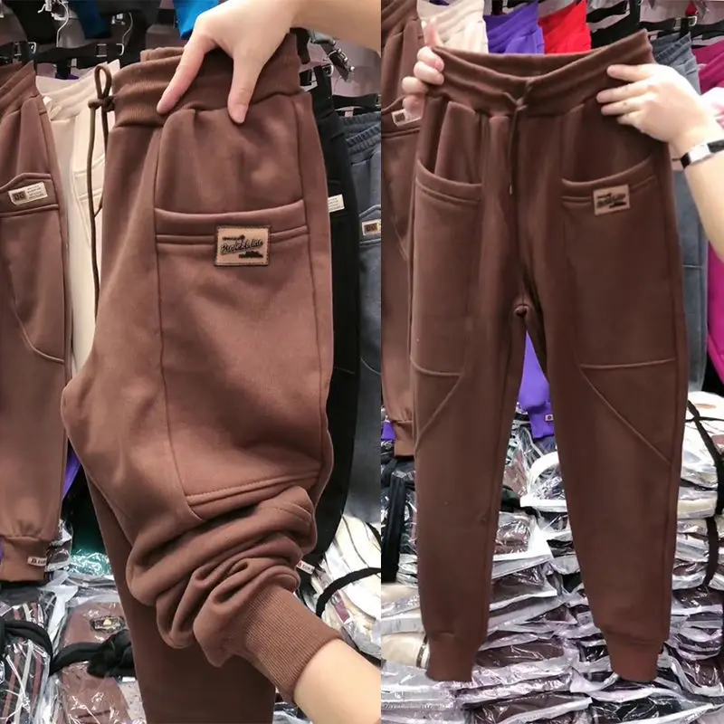 Autumn Winter Harem Pants Women Plush Size 5XL Loose Drawsring Sweatpants Female High Waist Sports Joggers Casual Ankle-length