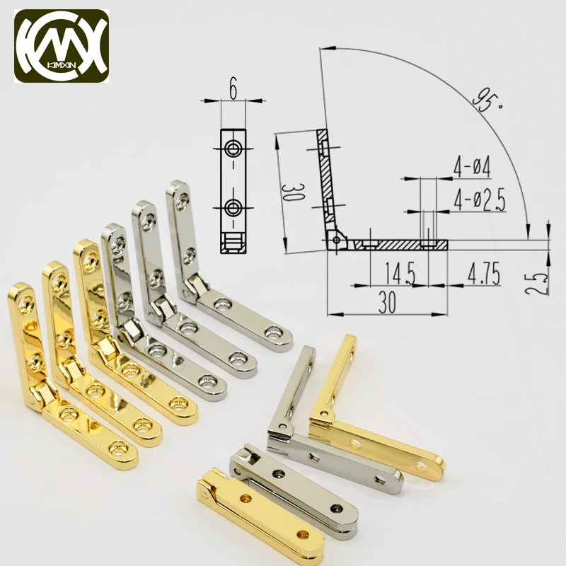 500pcs 30*30mm*95degree For Watch box jewelry box collection case hinges KIMXIN wholesale high-grade simple 4 hole Cabinet hinge