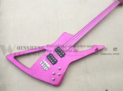 Pesell Factory Custom 4 Strings Bass Guitar  irregularity Bass Pink Sliver Particles Neck Bolt On Bady