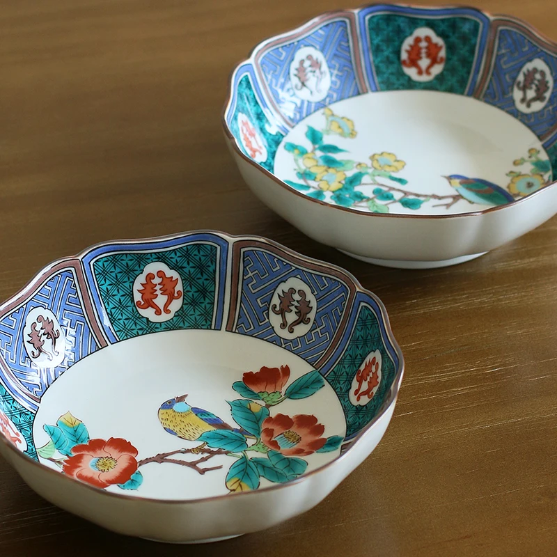 mountain cherry blossom birds imported from Japan bowl of fruit salad rainbow noodle bowl bowl, material ceramic bowl