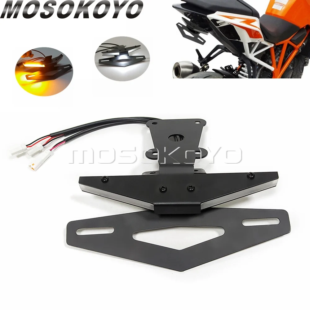 For 2020 1290 Super R Motorcycle License Plate Holder Bracket Amber LED Turn Signals Lights Rear Tail Tidy Fender Eliminator Kit