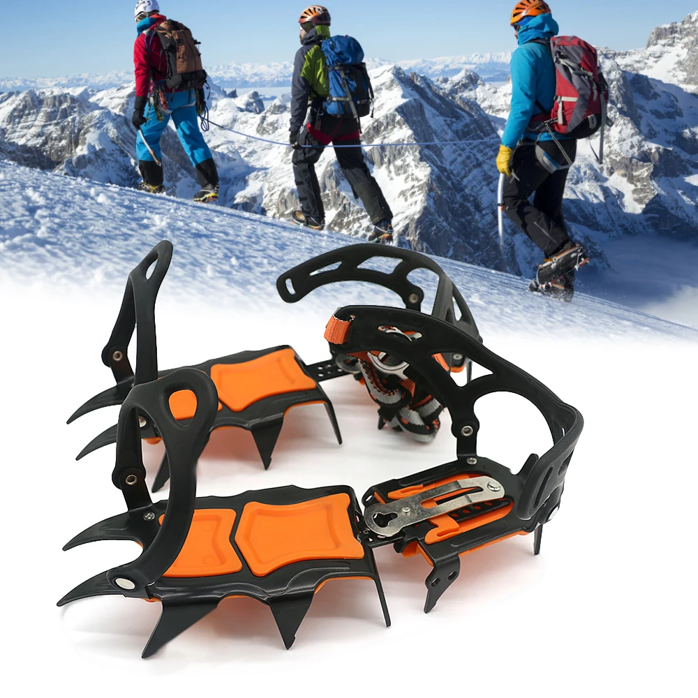 

12 Teeth Ice Crampons Winter Snow Boot Shoes Ice Gripper Anti-skid Ice Spikes Snow Traction Cleats Mountaineering Spikes Shoe