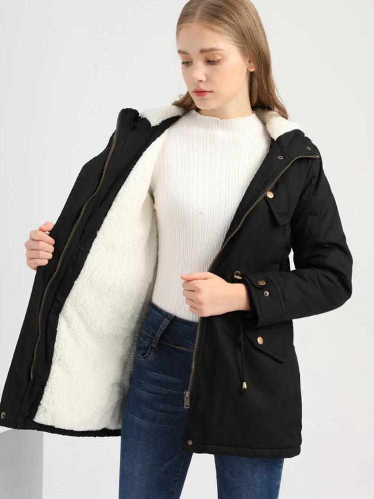 2023 Winter New Women\'s Cotton Hooded Drawstring Long Down Jacket Women\'s Jacket Top Harajuku Tunic Coat Thick Coat