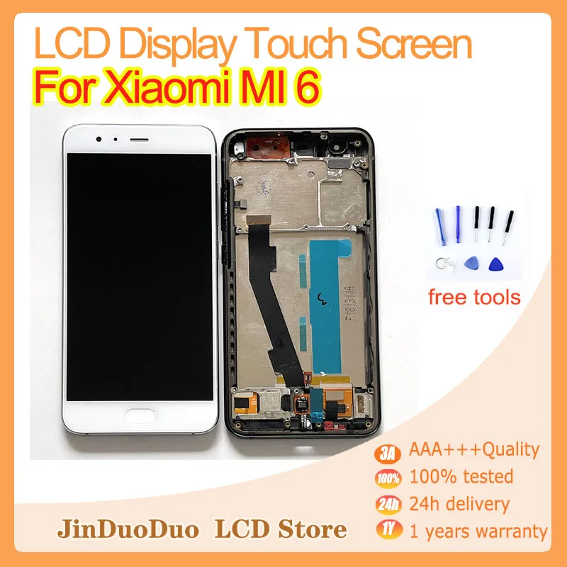 

5.15" AAA+ For Xiaomi Mi 6 LCD Display Touch Screen Digitizer Assembly For Xiaomi Mi6 Display with Fingerprint Replacement M6