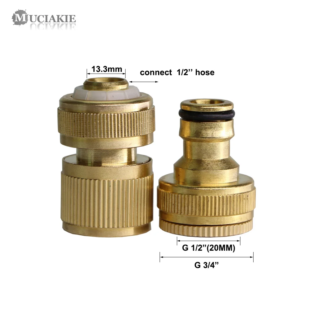 Brass Garden Water Adaptor G1/2'' 3/4'' Thread Faucet Quick Coupling Connecter 1/2 Inch Hose Water Gun Washing Machine Fittings