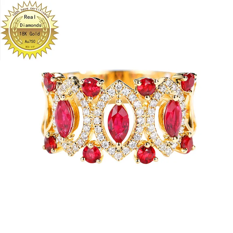 

18K gold 0.9ct Natural ruby with 0.19 natural diamond ring Jewellery have certificate