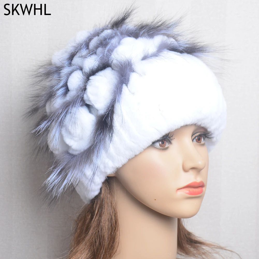 2024 Women Real Rex Rabbit Hat Winter Fox Fur Caps Female Warm Snow Caps Ladies Elegant Thicken Fur Hats Beanies Cap Fashion