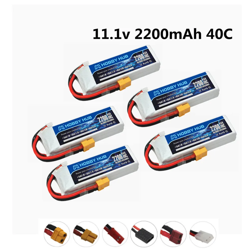 

11.1V 2200mAh LiPo Battery 3s 40C For RC Car FPV Drones Boats Helicopters Vehicles with XT30 XT60 T JST Connector