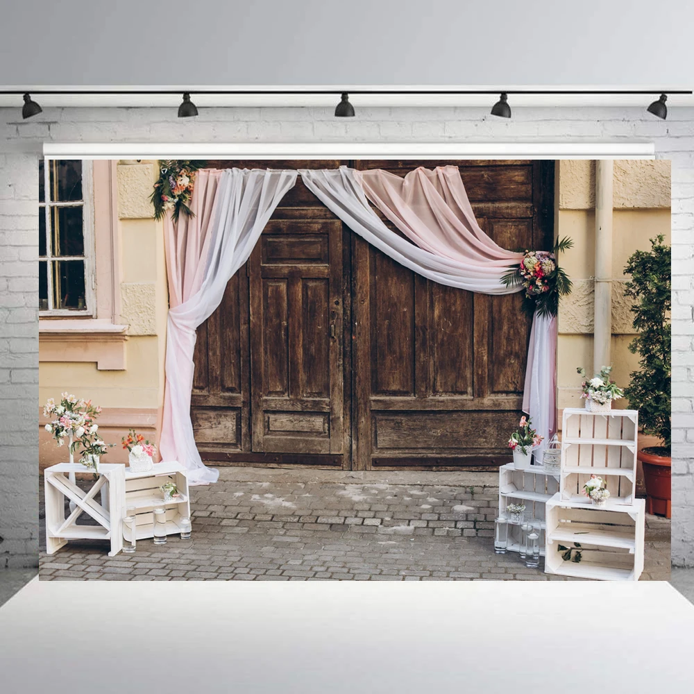 BEIPOTO Wedding Photography backdrops vintage wooden door outdoor Photo Background studio props bridal booth shoot picture B-237