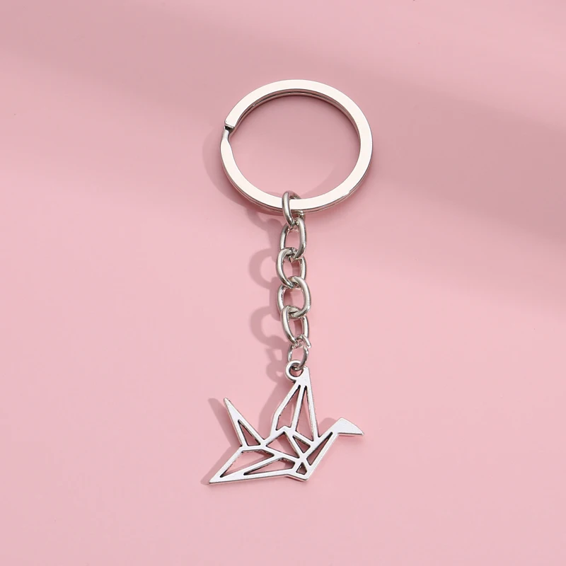 Cute Keychain Paper Crane Key Ring Bird Animal Key Chains Friendship Gifts For Women Men Handbag Accessorie DIY Jewelry Handmade