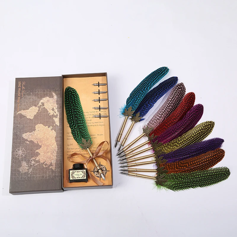 

Creative European business leaf pole feather pen, teacher's day gift