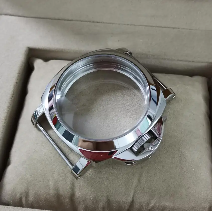 refit Watch parts 44mm 316L Stainless steel watch case polishing or Brushed fit ETA6497 6498 ST3600 3621 Manual movement