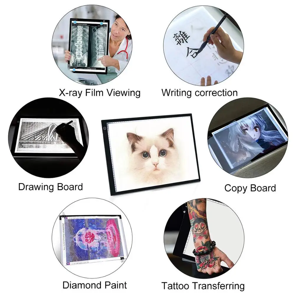 Elice A2 A3 A4 A5 Portatile USB LED Light Box Tracing Dimmerabile Luminosità Tatto Luce Pad