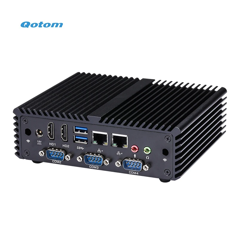 Dual LAN Fanless Qotom Mini PC Core i3-5005U Processor Onboard 4x RS-232 Ports Running 24/7