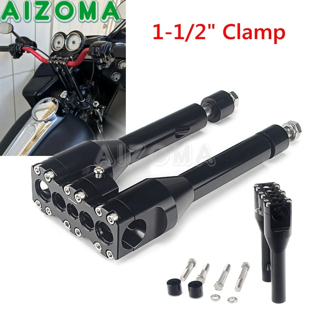 

Black Motorcycle Handlebar Clamp CNC Aluminum Bar Clamps 1 1/2" For Harley Softail Sportster Chopper Cafe Racer HandleBar Riser