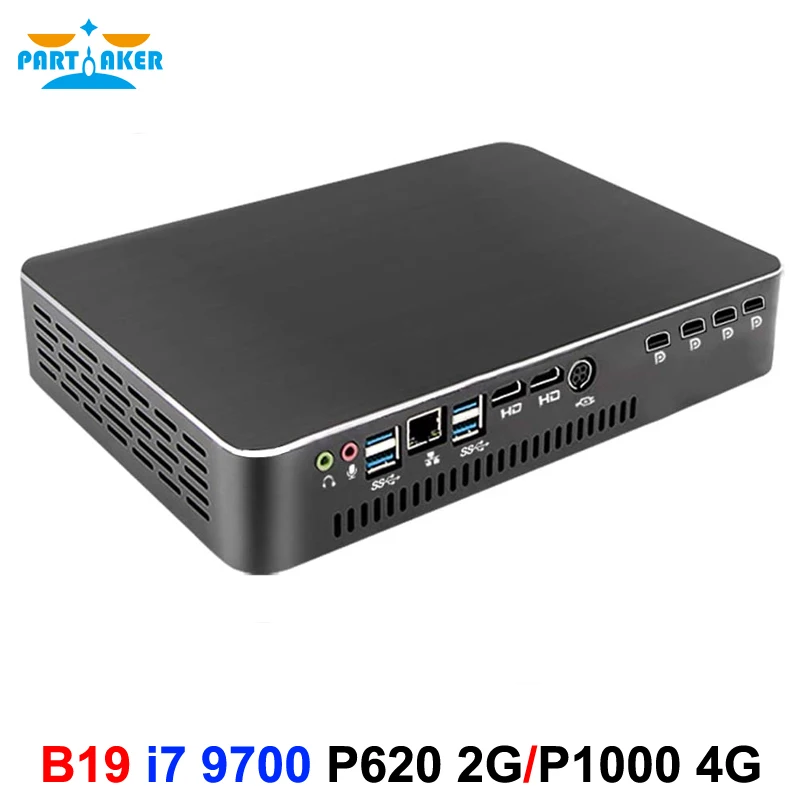 Partaker Mini Desktop PC Computer i7 9700F with P1000 4G Dedicated Graphics for Design Video Editing Modeling