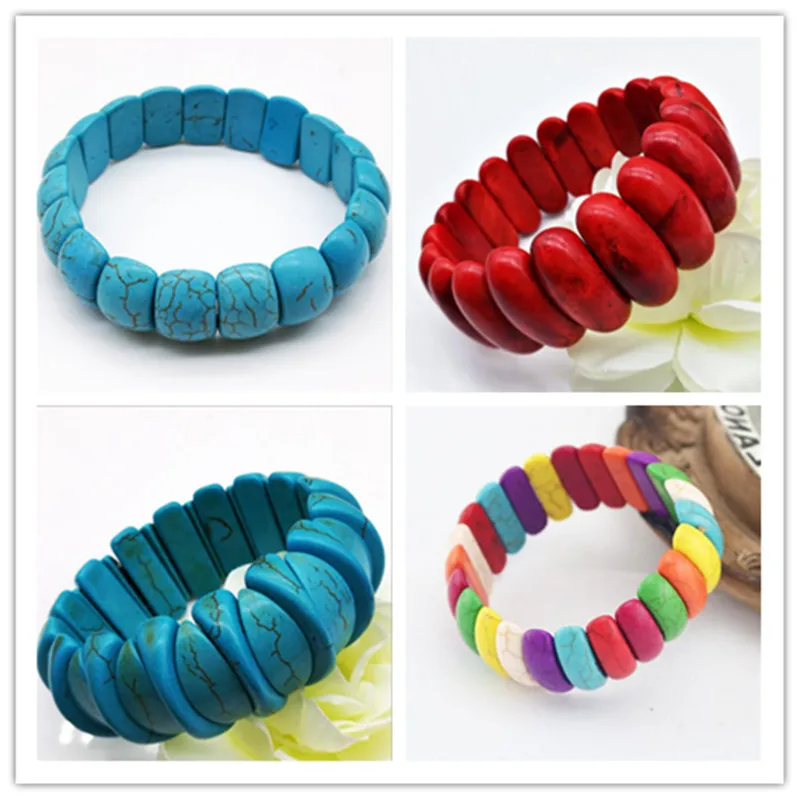 Various bracelet shapes National Style Turquoises Stone Bracelets & Bangles for Women New Handmade Manual Beads Bracelet Jewelry