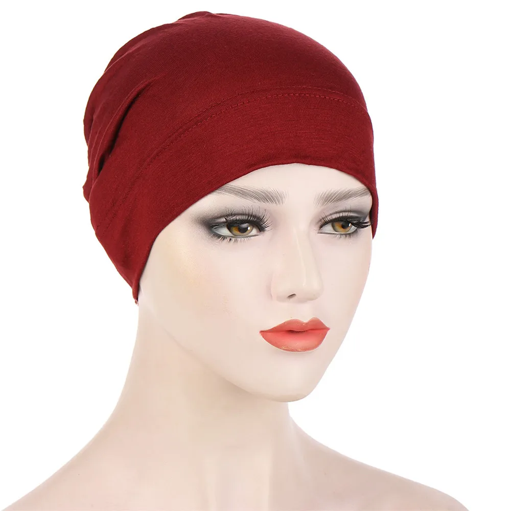 Sous-écharpe en coton pour femme, bonnet de chimio, casquettes intérieures hijab, chapeau ninja, écharpe de sauna musulmane, turban, couverture contre la perte de cheveux, bonnet rond