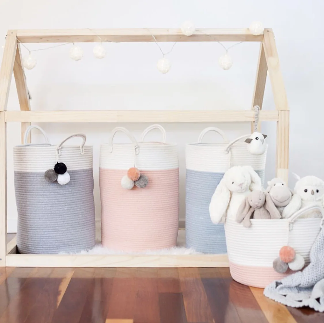 INS New Cotton Woven Storage Bucket Hair Ball Ornaments Clothing Storage Basket Laundry Basket Children's Toy Storage Basket