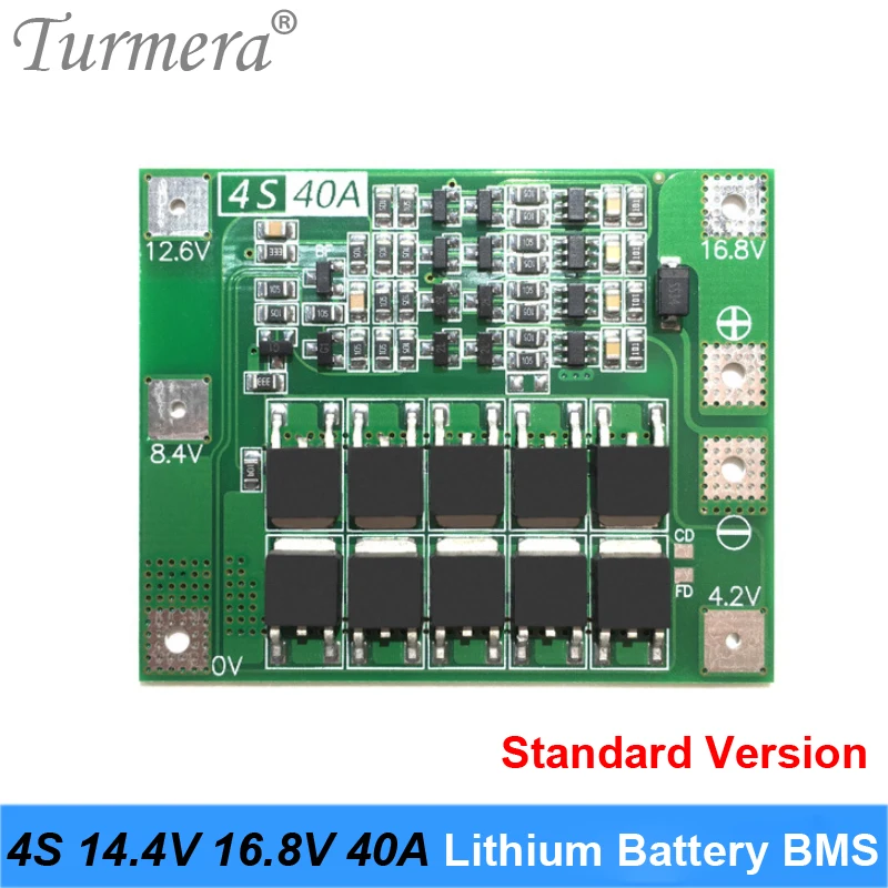 Turmera 4S 40A Standard BMS 14.4V 16.8V 18650 21700 26650 bateria litowa chroniona płyta na wiertło do wkrętarki i reflektor