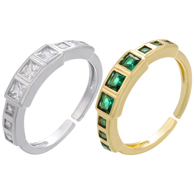 ZHUKOU 2021 NEW gold color Male/Female rings fashion green/white crystal lattice women/men ring for friend gifts VJ53