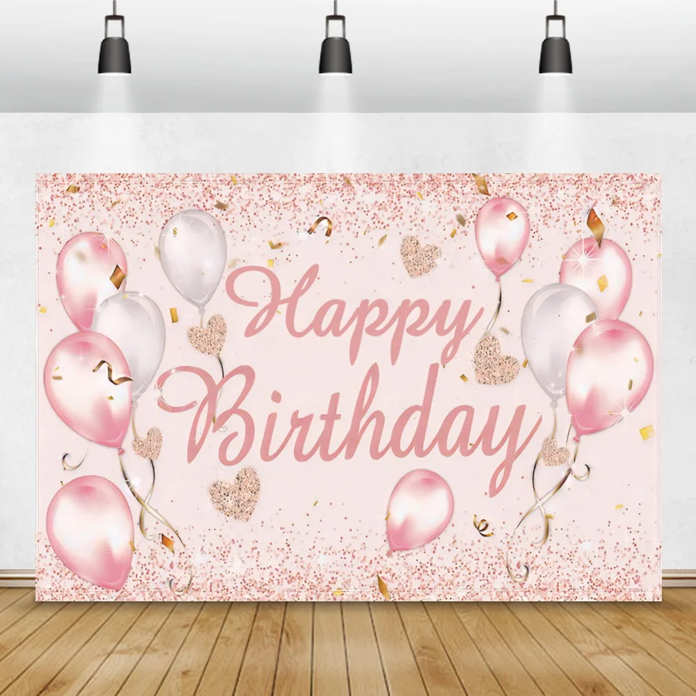 Laeacco 골드 풍선 생일 사진 배경 골드 도트 축하 파티 초상화 사용자 정의 검은 배경 사진 스튜디오