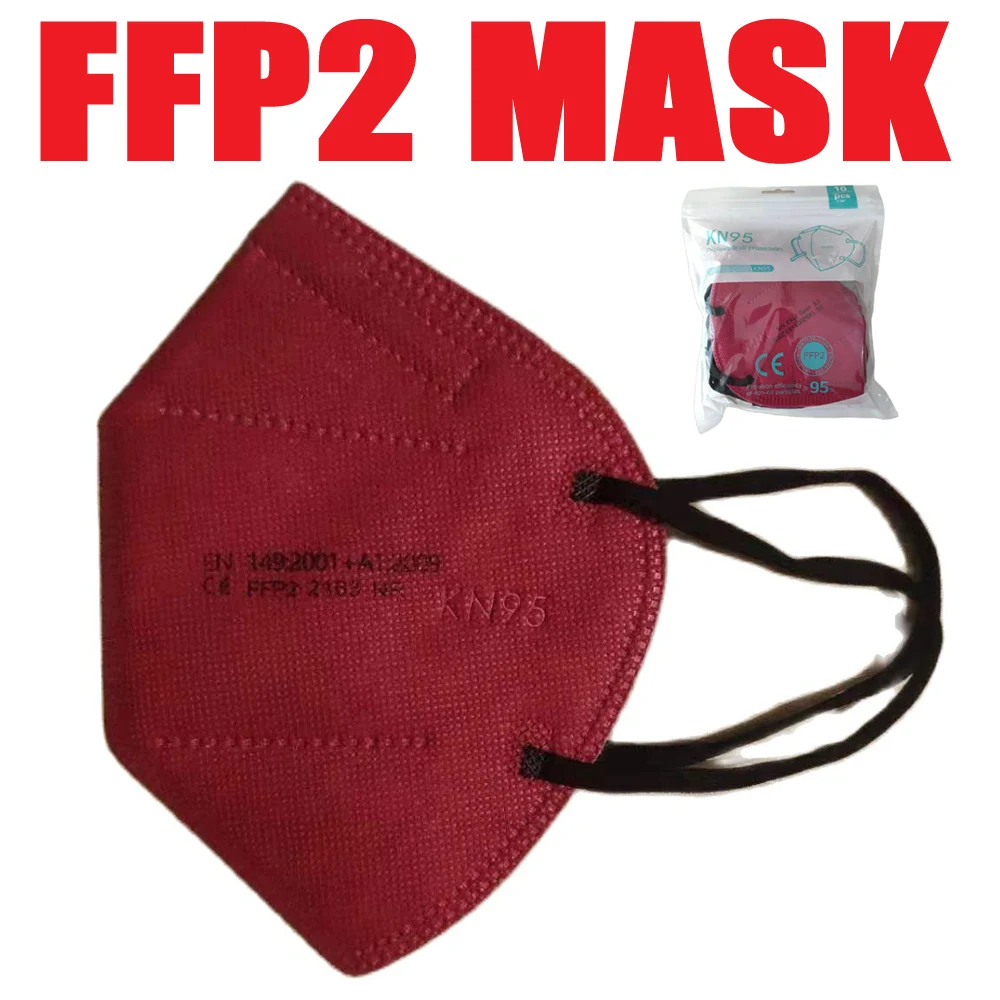 

FFP2 маски для лица CE KN95 маски с фильтром для взрослых ffp2mask 5-слойная защитная маска для защиты от пыли fpp2 маска винного красного цвета Masken респиратор