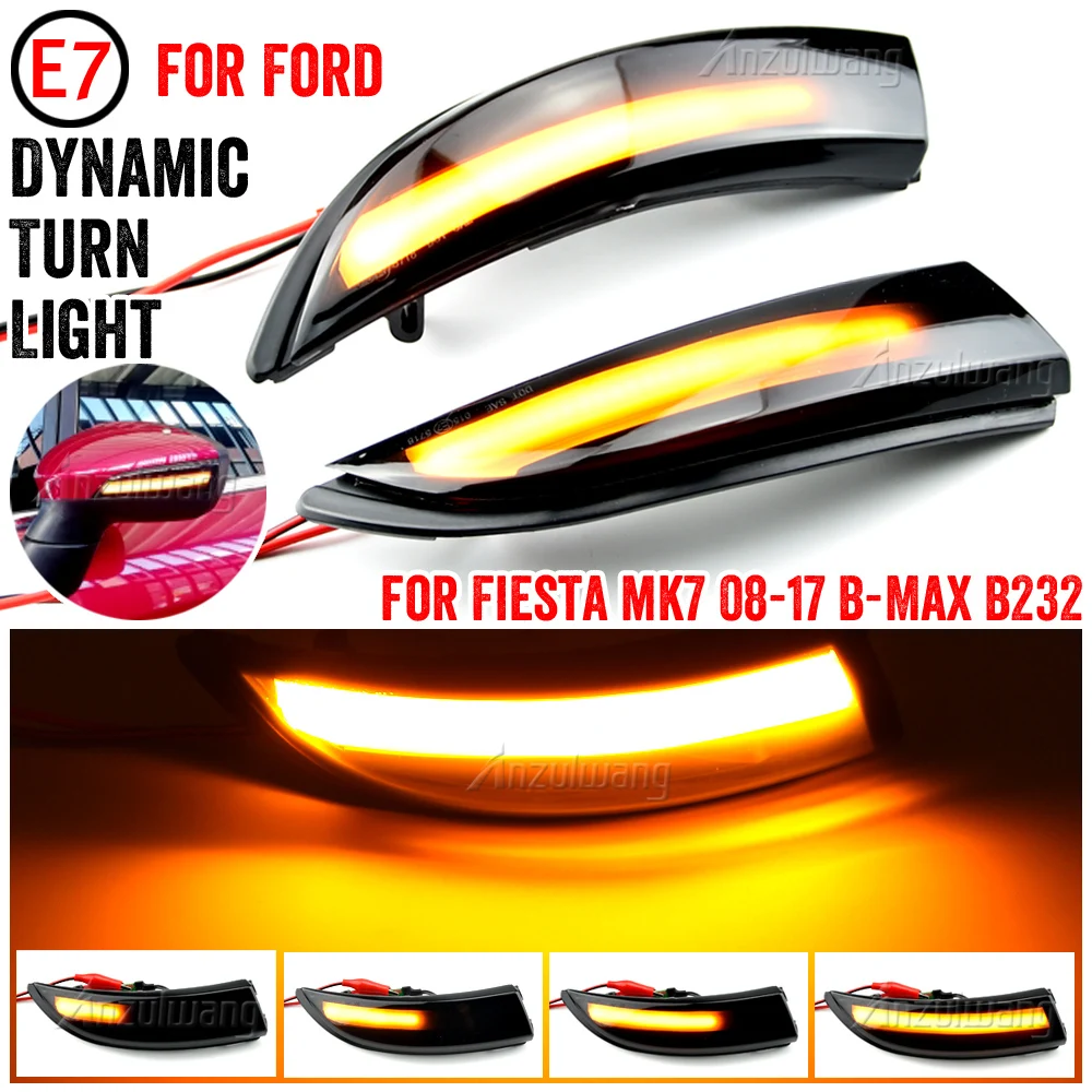 

Car LED Dynamic Turn Signal Light Rearview Mirror Light Blinker for Ford Fiesta MK6 VI/UK MK7 2008-2017 B-Max