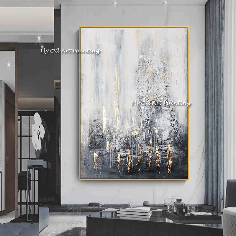 

Handmade Abstract Oil Painting On Canvas Handmade Gold Sight Modern Wall Art Picture For Home Large Salon Decoration Paintings