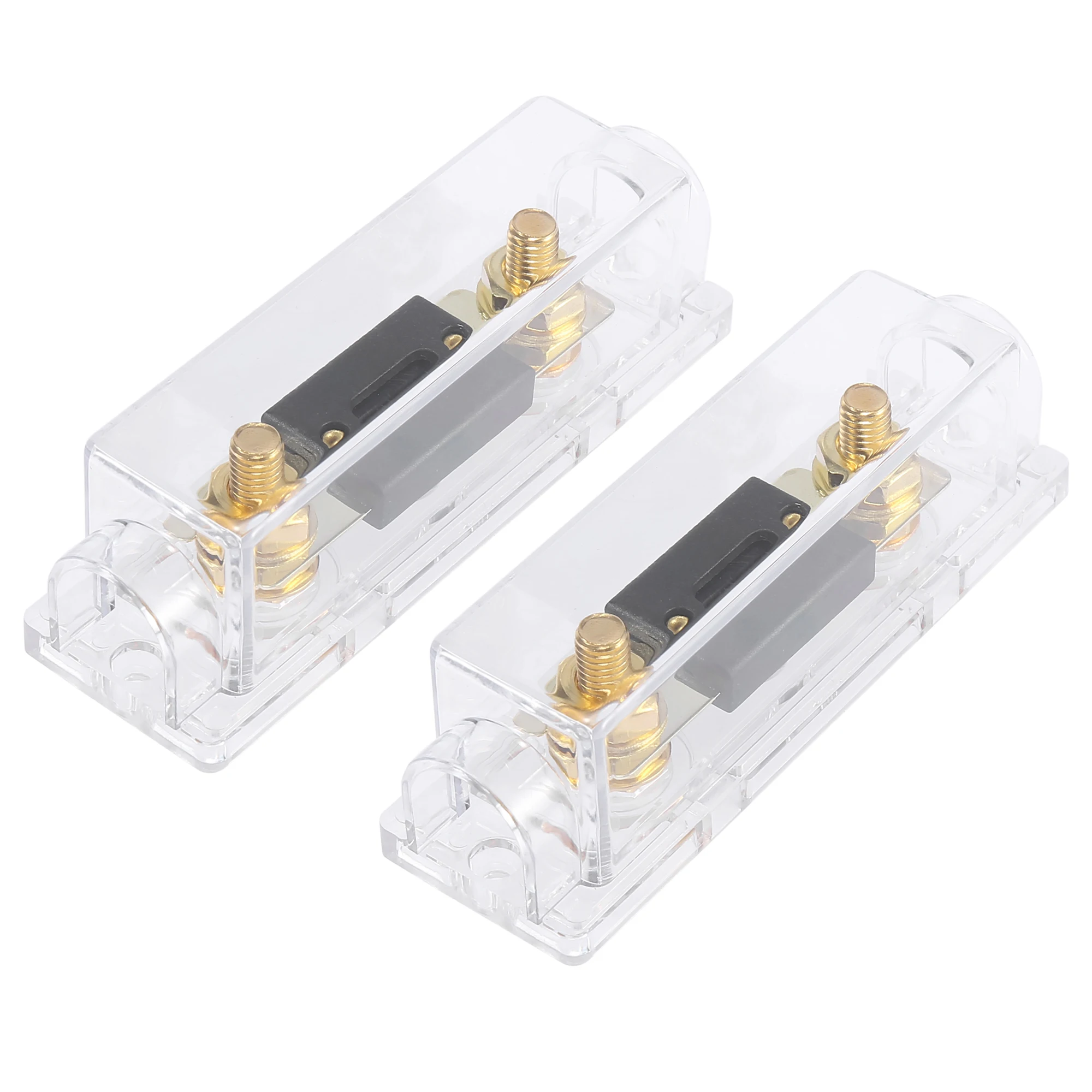 X Autohaux 2pcs Transparent Car  Fuse With In-Line Holder Box Audio Video 60A 80A 100A 150A 200A 250A 300A ANL Fusible