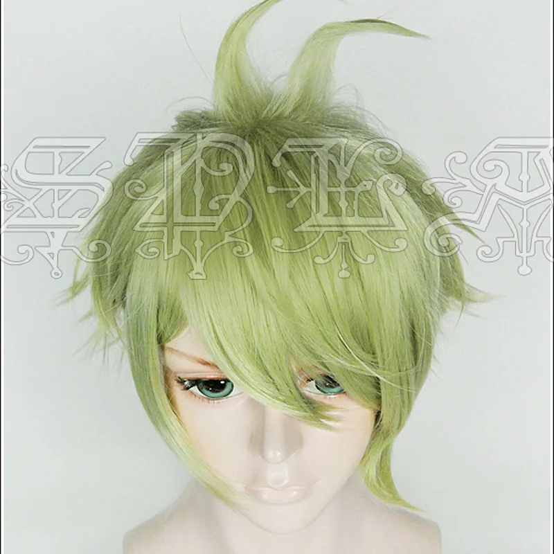 Danganronpa V3:Killing Harmony Rantaro Amami Wigs Gree Short Heat Resistant Synthetic Hair Anime Cosplay Wig + Wig Cap