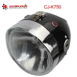 Alconstar- Black Color Motorcycle Headlight Assembly with Bulb CJ-K750 For BMW R1 R12 R50 R71 for Ural M1 M72 Retro Sidecar