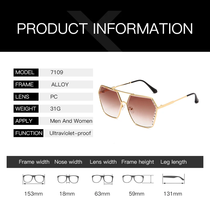 Luxury Fashion Sexy Square Cat Eye Sunglasses Women Rimless Cat-eye Sun Glasses Metal Shades for Vintage Women Eyewear UV400