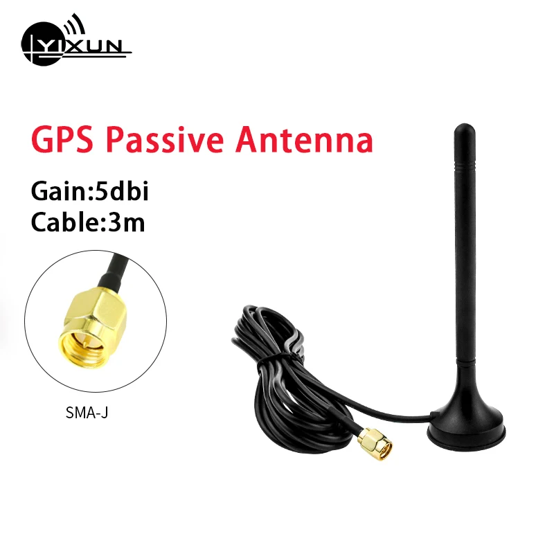 Passive GPS Positioning Suction Cup Antenna Galileo Glonass Multifrequency 5dBi Navigator Car DVD SMA Male Connector 3m Cable