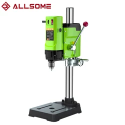 ALLSOME 880W Mini Bench Drill Press Liftable Electric Drill Table Tools Variable Speed Drilling 1.5-13mm Chuck Drilling Machine