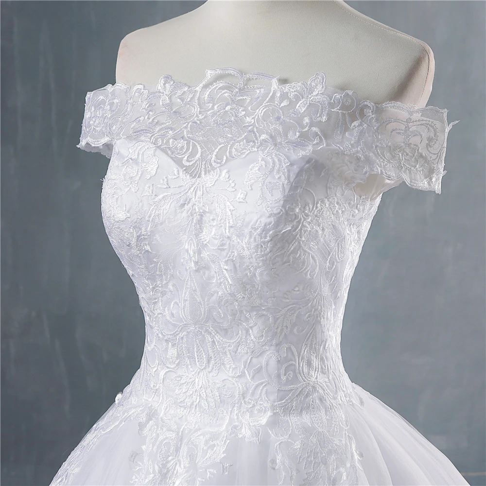 ZJ8150 Customized 2025 new White Ivory Off the Shoulder Women Gown Simple Princess Wedding Dresses for brides Lace