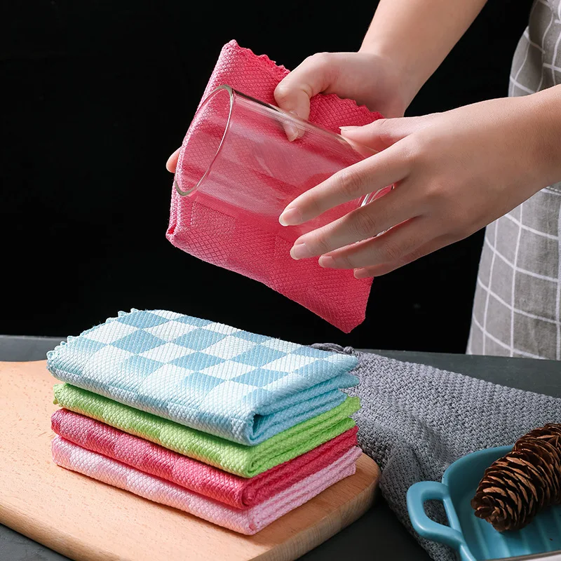 New Microfiber Rags Wish Fish Quick Magic Wipes Hydrophilic Kitchen Towels Tableware Nanoscale Cleaning Dish Drying Glass Cloth