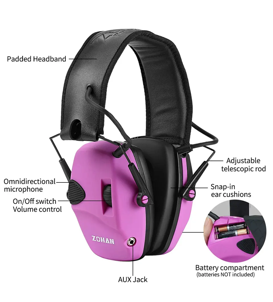 Top Electronic hearing protection shooting Earmuffs Ear Protection Hunting protective Anti-noise headphone for women ear muff