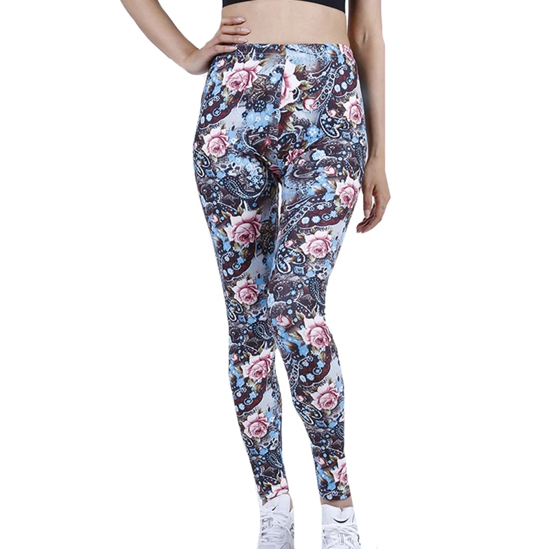 Celana Panjang Lembut Fitness Legging Motif Bunga CHSDCSI untuk Wanita Celana Elastis Kasual Skinny Desain Baru Musim Panas