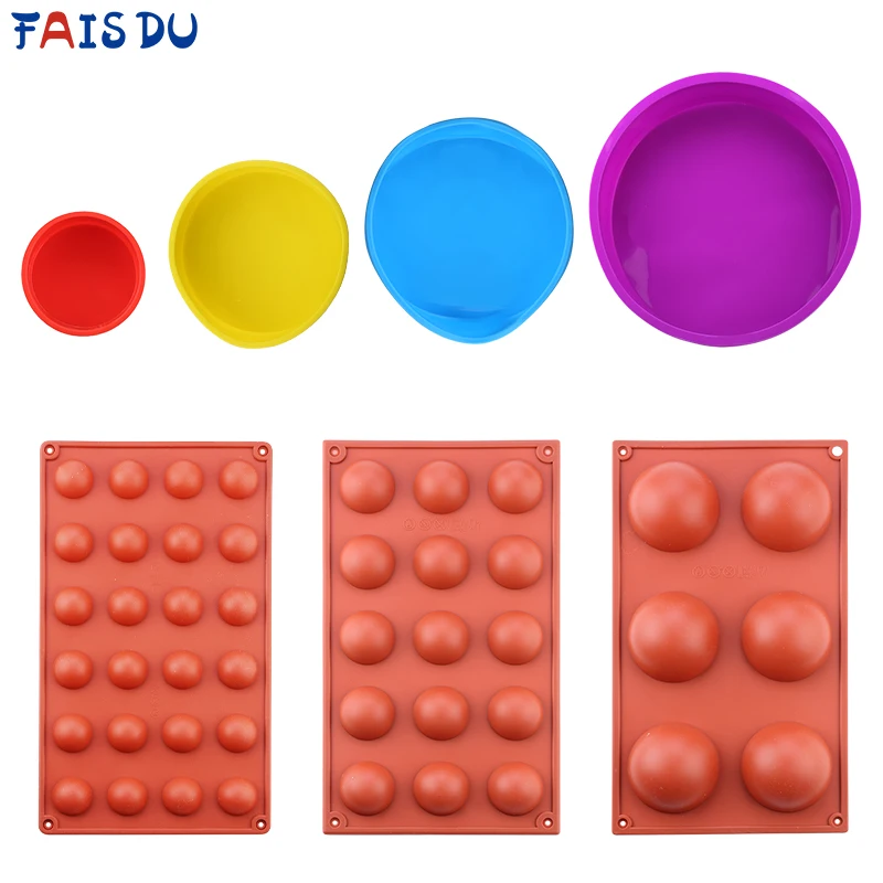 Random Color Round Shape Cake Mold Brown Half Ball Sphere Silicone Mold For Chocolate Dessert Mould DIY Decorating Cake