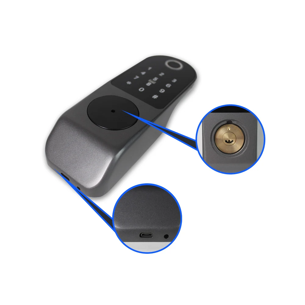 Waterproof TTlock BLE WiFi App Electric Rim Door Lock Intelligent Biometric Fingerprint NFC Smart Lock for outdoor Gate door