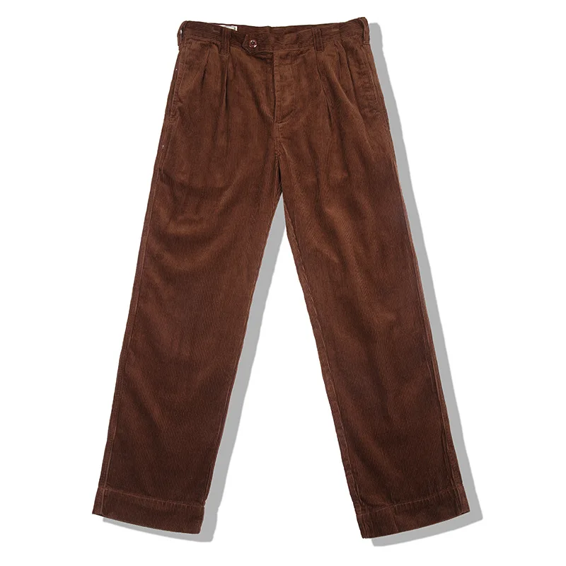 Ok1912-Pantalones informales de pana cálidos para hombre, ropa Retro recta, de Color sólido, que combina con todo, de cintura media, gruesa