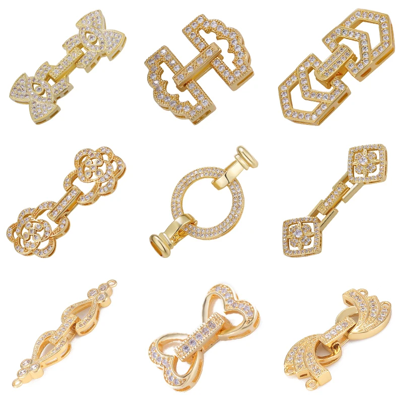 JUYA 5 Pcs Wholesale Fastener Clasps For Jewelry Making AAA Cubic Zirconia Clasp Hooks Connectors DIY Handmade Jewelry Findings