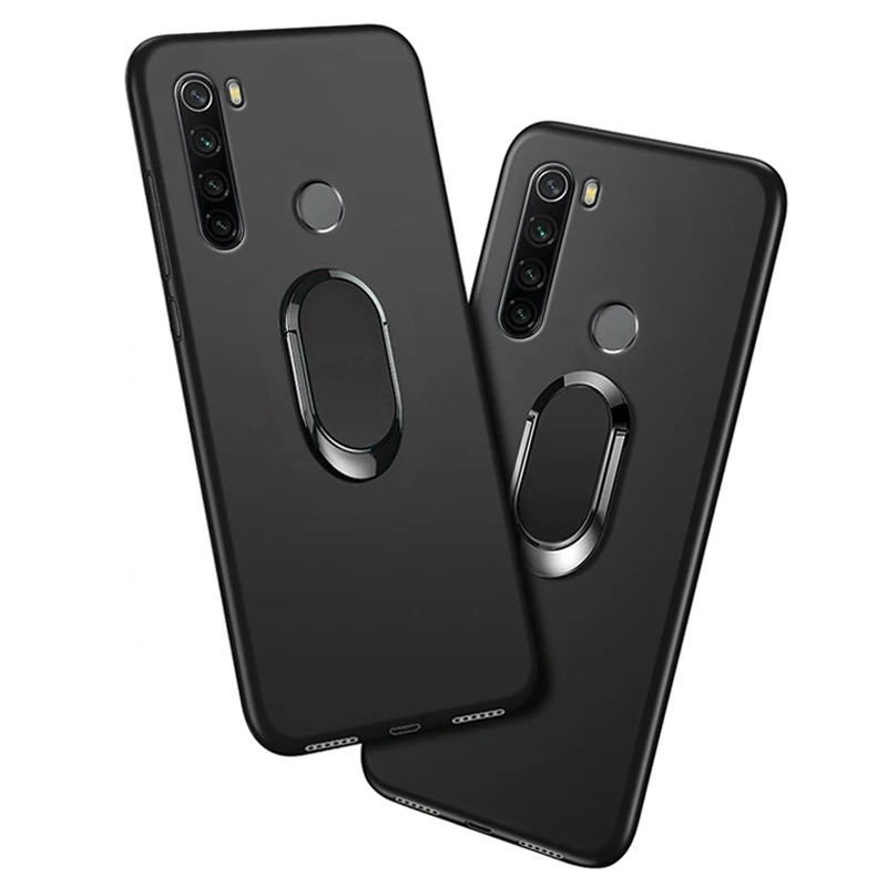 Cover For Xiaomi Redmi Note 8 (2021) Case Classic Finger Ring 360 Degree Rotation Soft Silicone Funda Redmi Note 8 Capa