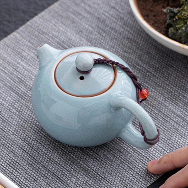 LIZAOTAO Ge Kiln Ceramic Single Pot Handmade Chinese Style Ice Crack Opening Can Raise Xi Shi Pot Household Kung Fu Teapot