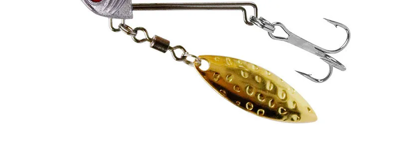 Fischform-Jigkopfhaken, einzelner Drillinge, kräftige Haken, Stachelköder, Teslon, 7 g, 10 g, 17 g, mit Rotationsspinner, 1 Stück im Angebot – Detail 5