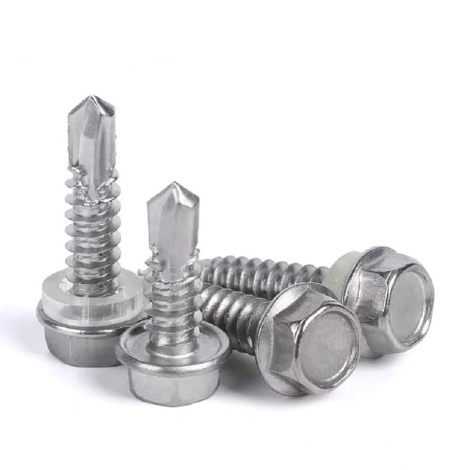 50PCS M4.2 M4.8 M5.2  410 Stainless steel External hexagonal self Drilling screw bolt Tapping drilling Tail screw